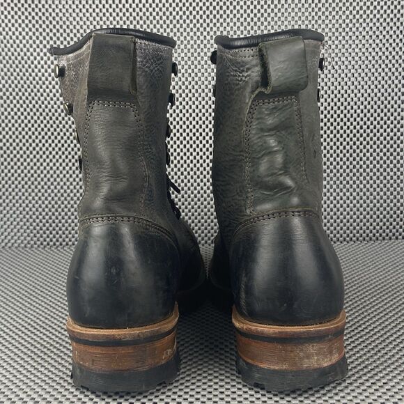 Vintage Frye Logger Combat Boot Mens Size 9 Black Leather Lace Up Made In USA - Picture 9 of 16